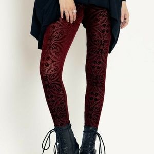 Blackmilk Burned Velvet Wine Leggings Sample/cut tag
